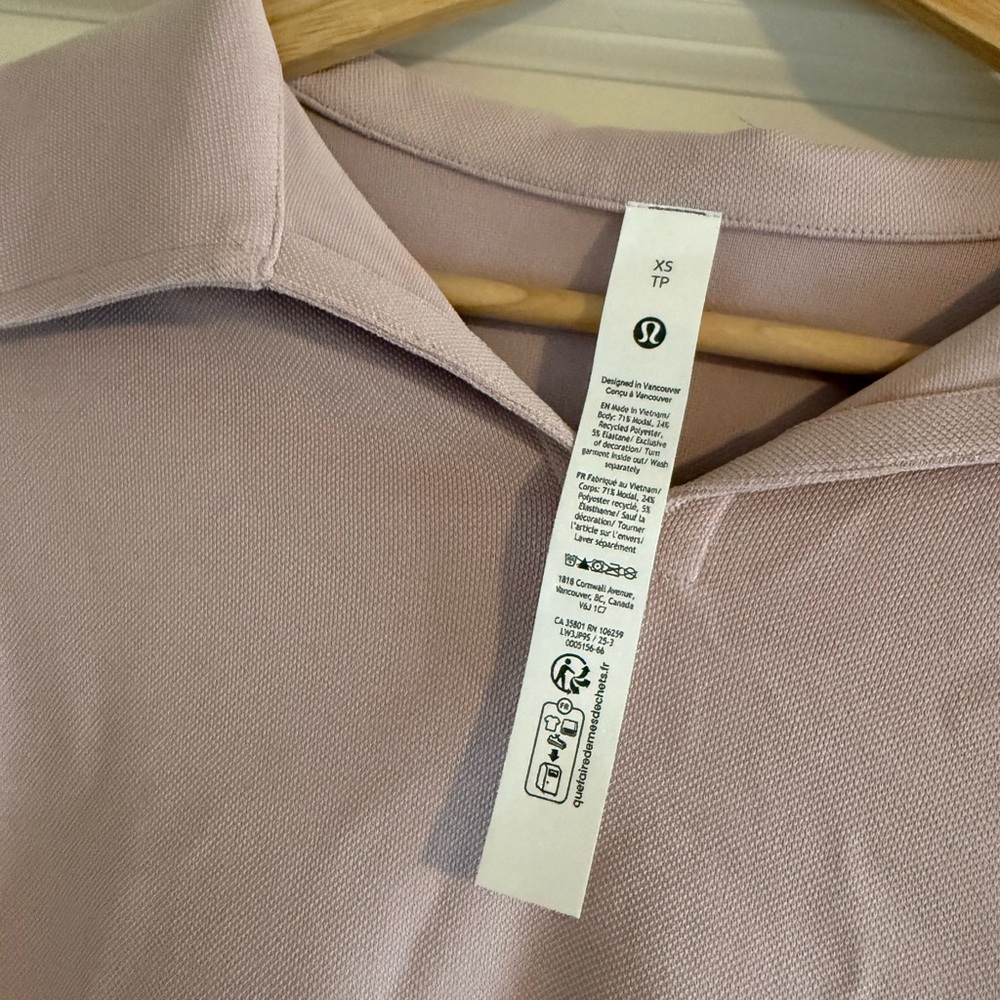 Lululemon Softstreme Pique Oversized LS Polo MINK pink size XS New - Picture 3 of 4